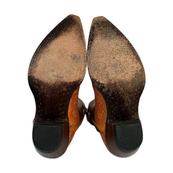 SOLD OLD GRINGO Wyoming Tooled Brown Leather Short Cowgirl Cowboy Western Boots - Picture 6 of 7